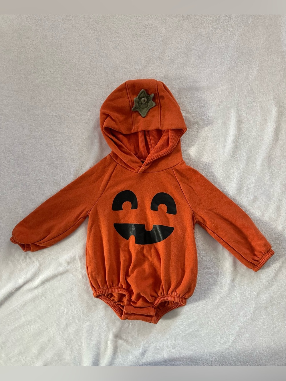 Old Navy Jack-O'-Lantern Hooded One Piece Orange Baby Size 12-18M Halloween Fall